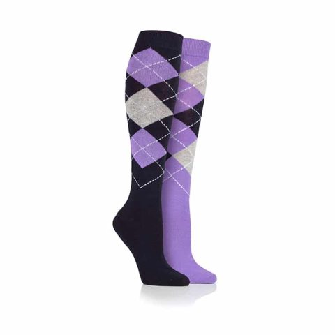 Ripton Argyle Socks Navy/Lilac