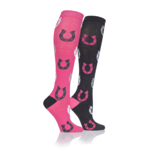 Storm Bloc Junior Epsom Horse Shoe Socks Black/Pink