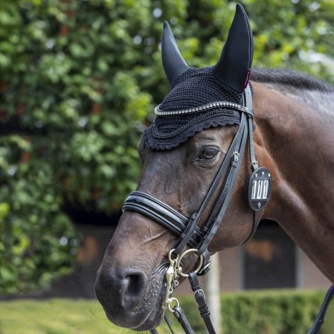 Le Mieux Diamante Bridle Number Holder Black Round