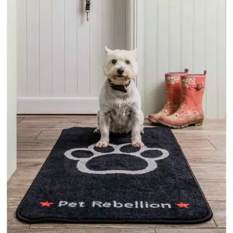Pet Rebellion Stop Muddy Paws XL Rug Black