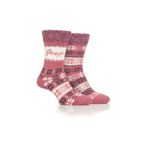Jeep Ladies Brushed Thermal Boot Socks Rose