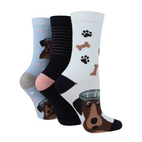 Wild Feet Crew Socks 3pk Dog