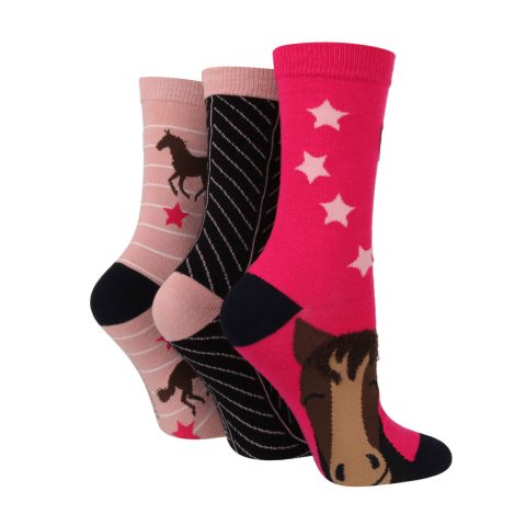 Wild Feet Crew Socks 3pk Horse
