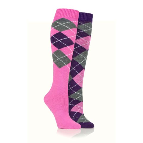 Lingfield Mid Weight Socks Pink/Purple