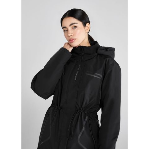 Aztec Diamond Fleece Lined Rain Jacket Black