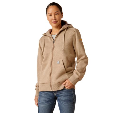 Ariat Rebar All-Weather Sherpa Full Zip Hoodie Oatmeal
