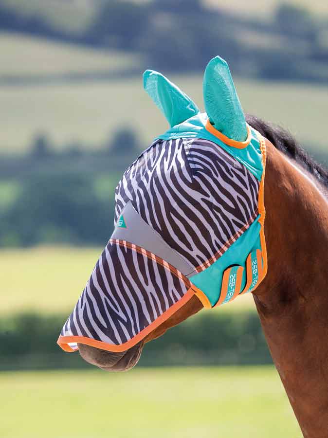 Shires Fine Mesh Fly Mask with Ears & Nose Zebra