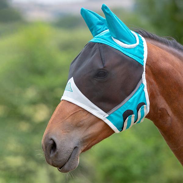 Shires Fine Mesh Fly Mask with Ears Teal