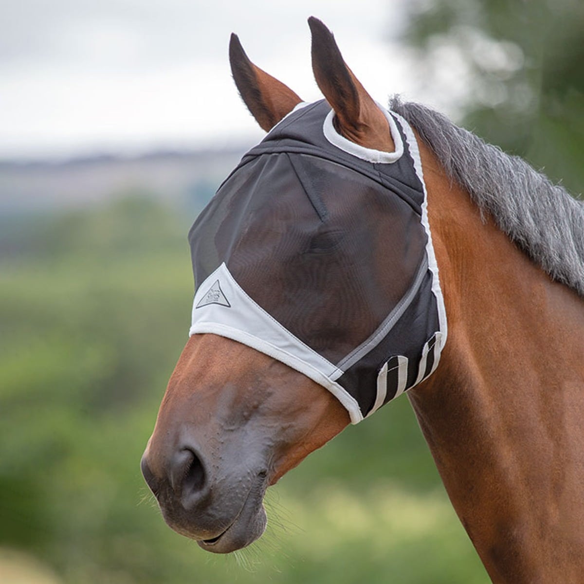 Shires Fine Mesh Fly Mask Without Ears Black