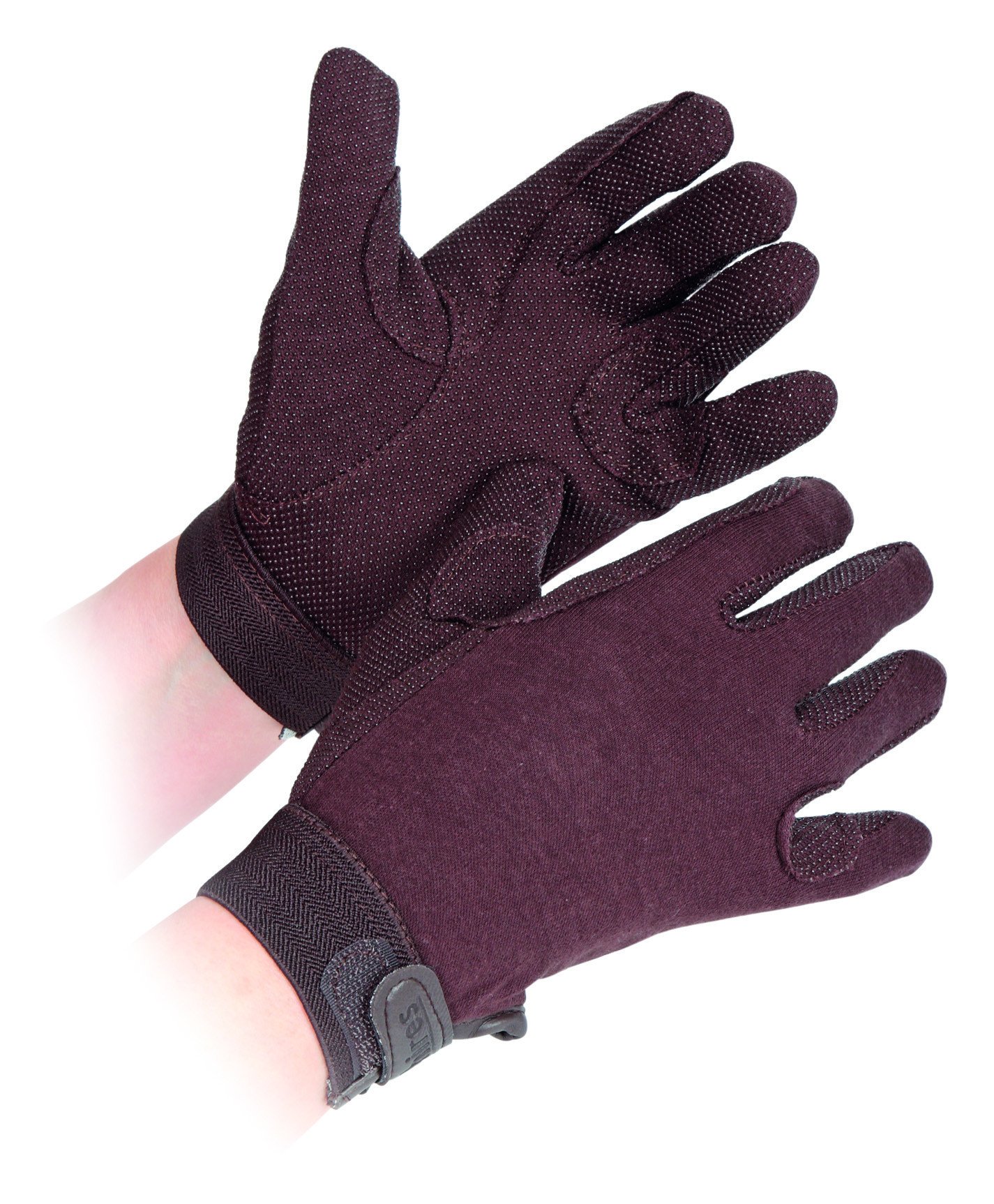 Shires Adult Newbury Cotton Grip Gloves Brown