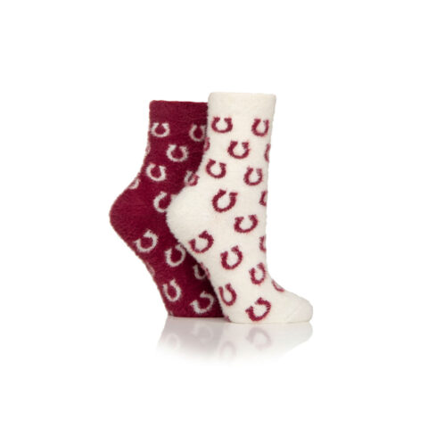WildFeet Ladies Fluffy Feather Socks Horse Shoe