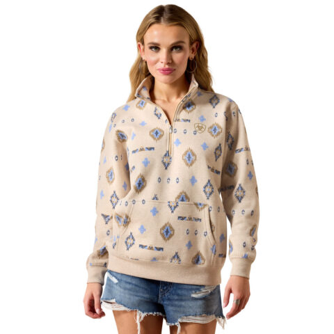 Ariat Womens Saphire 1/2 Zip Sweat Oatmeal