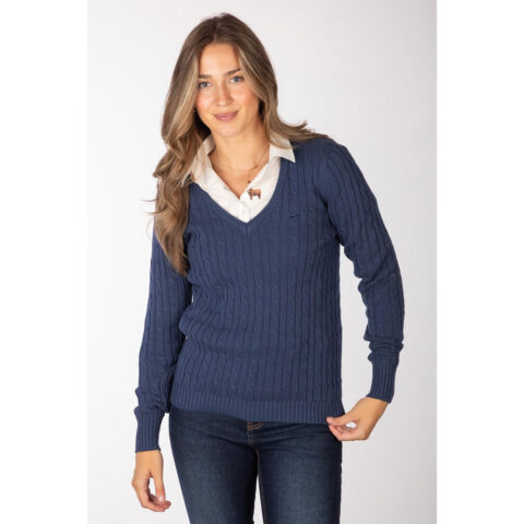 Rydale Ladies Emma V Neck Jumper Mid Navy