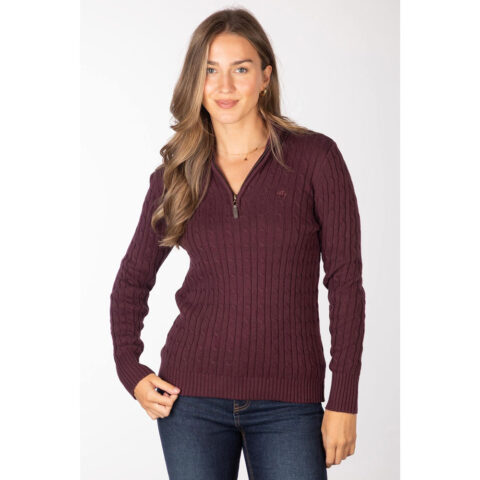 Rydale Ladies Emma 1/4 Zip Jumper Burgundy