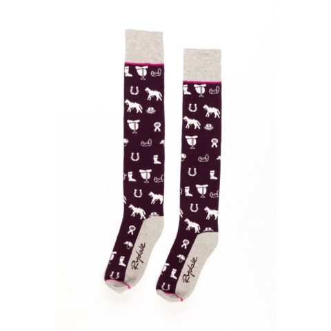 Rydale Ladies Horse Print Knee Socks Berry