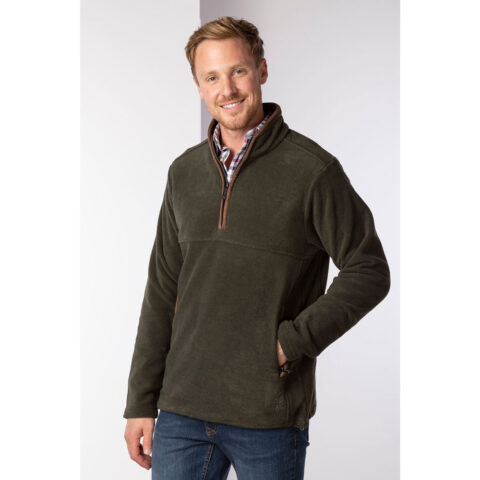 Rydale Mens Huggate 1/4 Zip Fleece Khaki