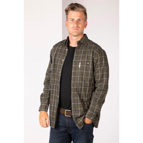 Rydale Mens Fleece Lined Shirt Dark Olive